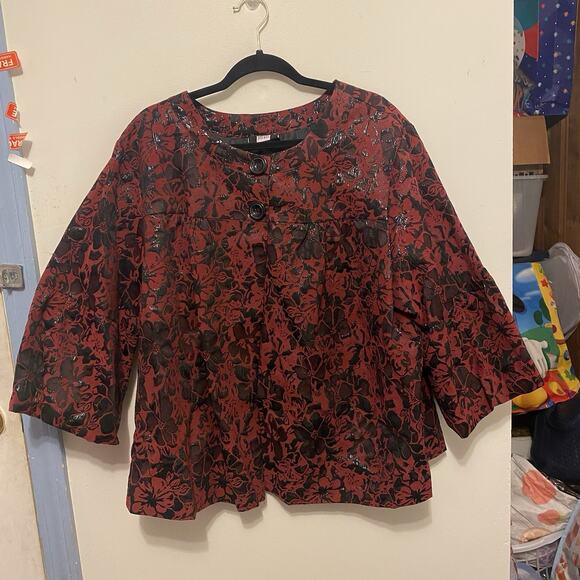 New Vintage Studio 1940 Women 26W Burgundy Black Floral Whimsical Festive Vams - Picture 6 of 13